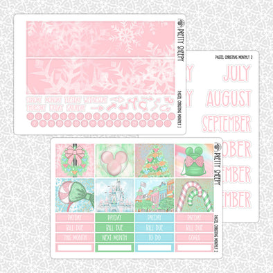 Pastel Christmas Monthly Kit for EC Planner | Monthly Planner Stickers