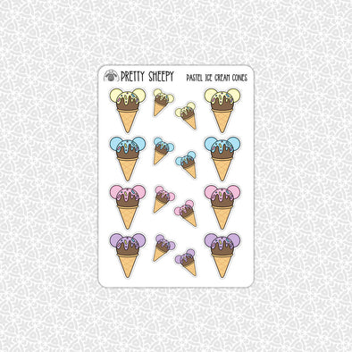 Pastel Ice Cream Cones Stickers