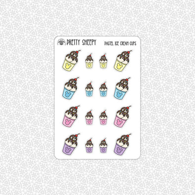 Pastel Ice Cream Cups Stickers