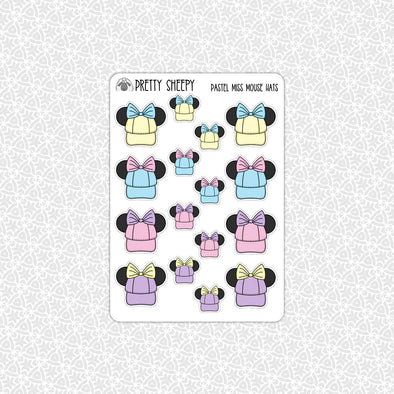 Pastel Miss Mouse Hats Stickers