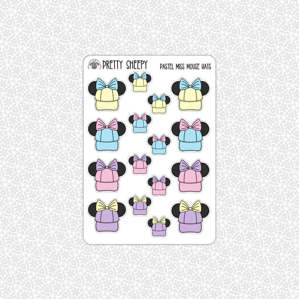 Pastel Miss Mouse Hats Stickers