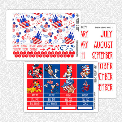 Patriotic Clubhouse Monthly Kit for EC Planner | Monthly Planner Stickers