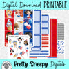 Patriotic Princesses Printable Planner Stickers PNG Digital Download Weekly Vertical Kit