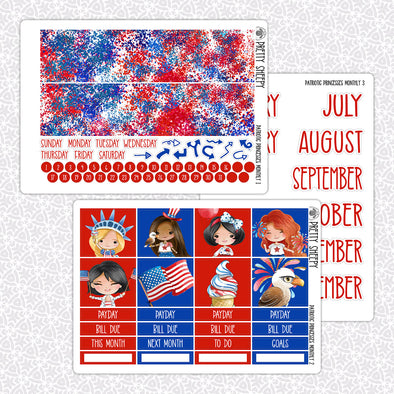 Patriotic Princesses Monthly Kit for EC Planner | Monthly Planner Stickers
