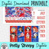 Patriotic Princesses Printable Planner Stickers PNG Digital Download Monthly Kit