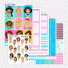 Poolside Princesses Printable Planner Stickers PNG Digital Download Weekly Vertical Kit