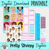 Poolside Princesses Printable Planner Stickers PNG Digital Download Weekly Vertical Kit