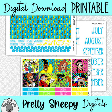 Powerline Printable Planner Stickers PNG Digital Download Monthly Kit