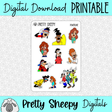 Powerline Printable Stickers PNG Digital Download