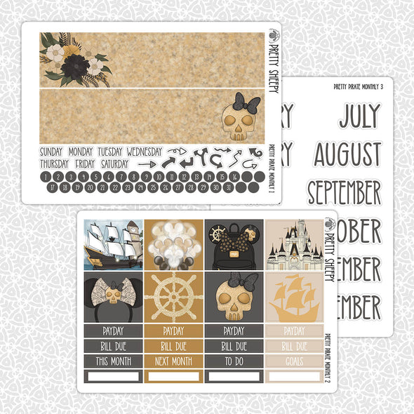 Pretty Pirate Monthly Kit for EC Planner | Monthly Planner Stickers