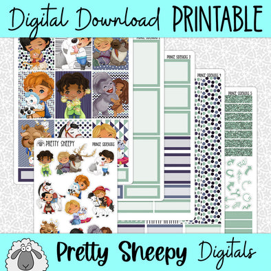 Prince Sidekicks Printable Planner Stickers PNG Digital Download Weekly Vertical Kit