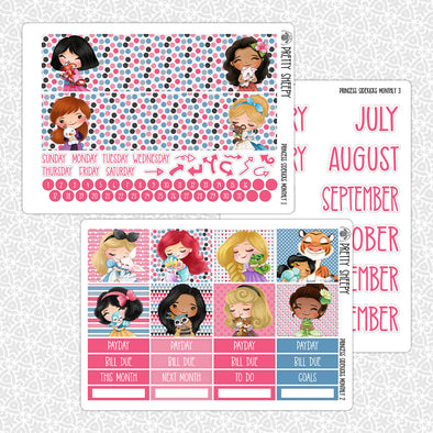 Princess Sidekicks Monthly Kit for EC Planner | Monthly Planner Stickers