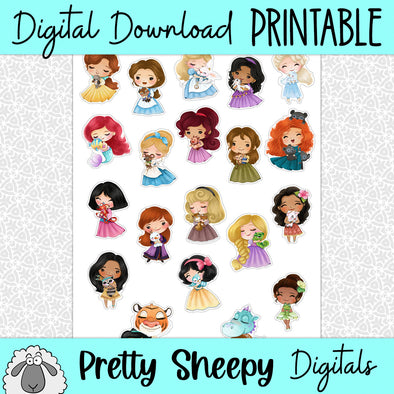 Princess Sidekicks Stickers PNG Digital Download