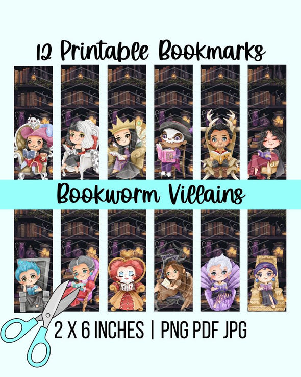 Bookworm Villains Printable Bookmarks