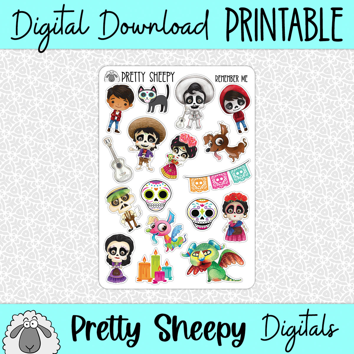 Remember Me Printable Stickers PNG Digital Download – Pretty Sheepy