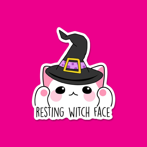 Resting Witch Face Vinyl Die Cut Sticker