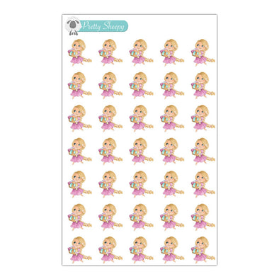 Spring Cleaning Princess Stickers - Laundry