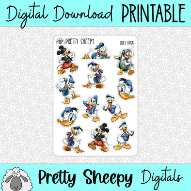 Silly Duck Printable Stickers PNG Digital Download