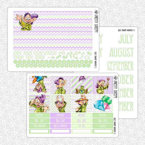 Silly Dwarf Monthly Kit for EC Planner | Monthly Planner Stickers