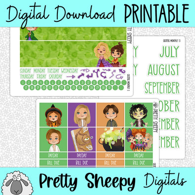 Sisters Printable Planner Stickers PNG Digital Download Monthly Kit