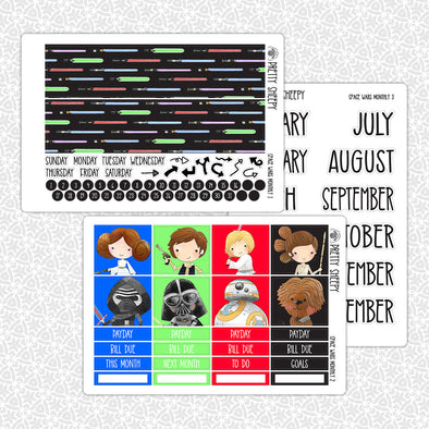 Space Wars Monthly Kit for EC Planner | Monthly Planner Stickers