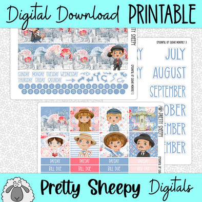 Spoonful of Sugar Printable Planner Stickers PNG Digital Download Monthly Kit
