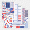 Stars & Stripes Printable Planner Stickers PNG Digital Download Weekly Vertical Kit