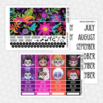 Sugar Skull Villains Monthly Kit for EC Planner | Monthly Planner Stickers