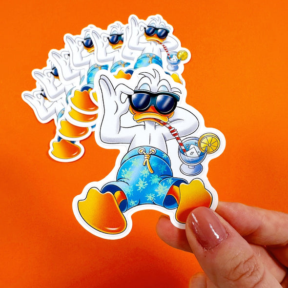 Summer Duck Sticker Easy Peel Premium Vinyl Die Cut Sticker