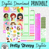 Sunny Girls Printable Planner Stickers PNG Digital Download Weekly Vertical Kit