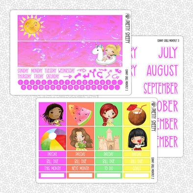 Sunny Girls Monthly Kit for EC Planner | Monthly Planner Stickers