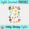 Sunny Girls Printable Stickers PNG Digital Download