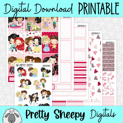 Sweethearts Printable Planner Stickers PNG Digital Download Weekly Vertical Kit