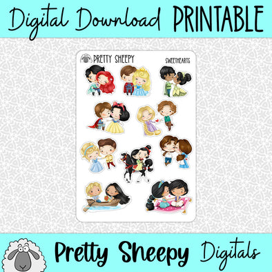 Sweethearts Printable Stickers PNG Digital Download