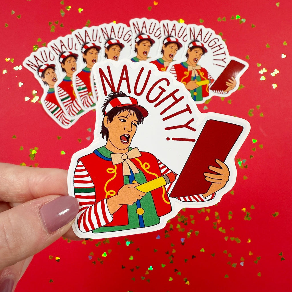Tally the Elf Naughty Easy Peel Premium Vinyl Die Cut Sticker – Pretty