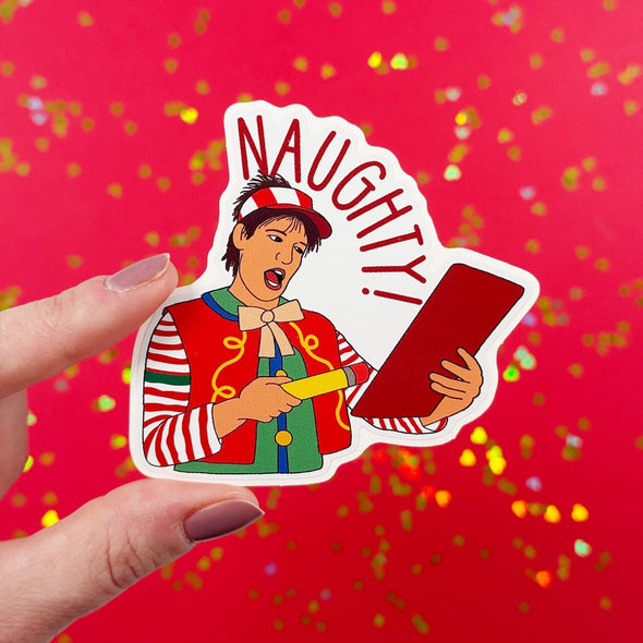 Tally the Elf Naughty Easy Peel Premium Vinyl Die Cut Sticker