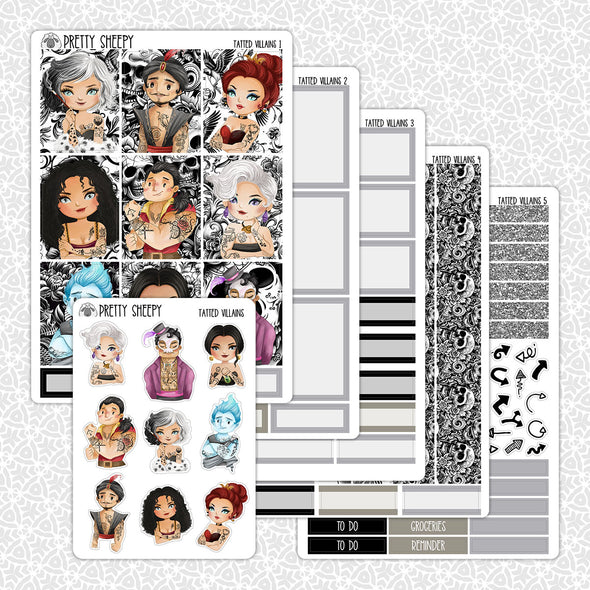 Tatted Villains Weekly Planner Stickers Collection