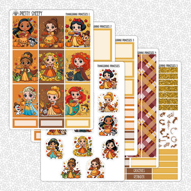Thanksgiving Princesses Weekly Planner Stickers Collection