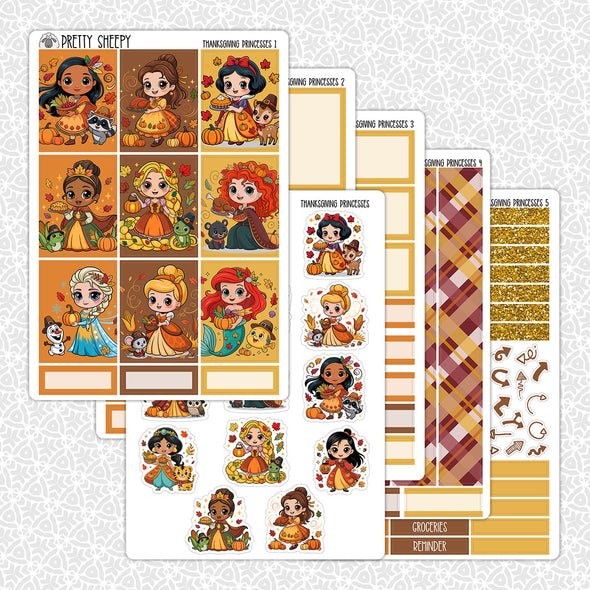 Thanksgiving Princesses Weekly Planner Stickers Collection