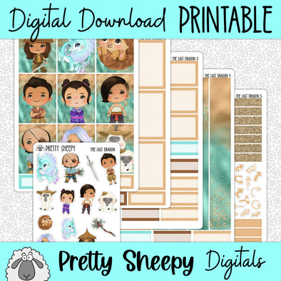 The Last Dragon Printable Planner Stickers PNG Digital Download Weekly Vertical Kit