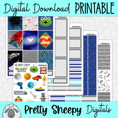 Tomorrowland Printable Planner Stickers PNG Digital Download Weekly Vertical Kit