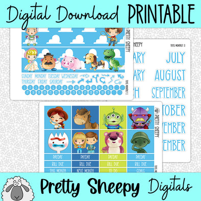 Toys Planner Printable Planner Stickers PNG Digital Download Monthly Kit