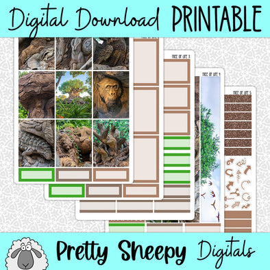 Tree of Life Printable Planner Stickers PNG Digital Download Weekly Vertical Kit