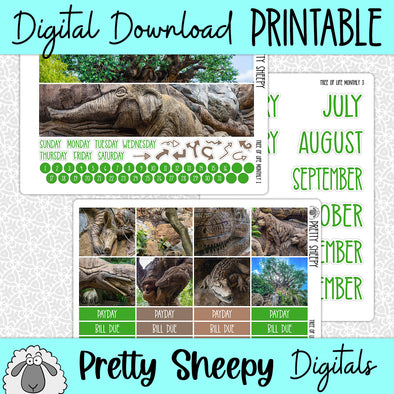 Tree of Life Printable Planner Stickers PNG Digital Download Monthly Kit