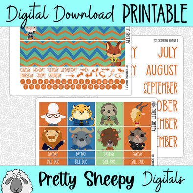 Try Everything Printable Planner Stickers PNG Digital Download Monthly Kit