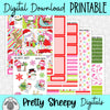 Unicorn Christmas Printable Planner Stickers PNG Digital Download Weekly Vertical Kit