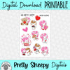 Unicorn Valentine Printable Stickers PNG Digital Download