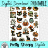 Vintage Halloween Printable Stickers PNG Digital Download