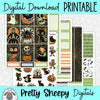 Vintage Halloween Printable Planner Stickers PNG Digital Download Weekly Vertical Kit