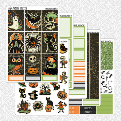 Vintage Halloween Weekly Planner Stickers Collection